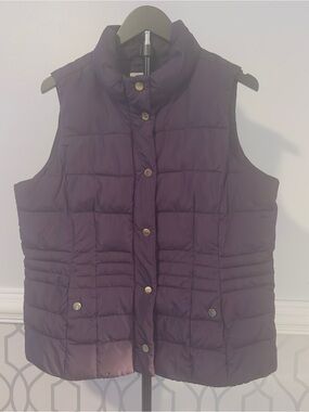 Charter's Club Eggplant Purple Quilted Puffer Vest Woman's SZ Large Zip Snap